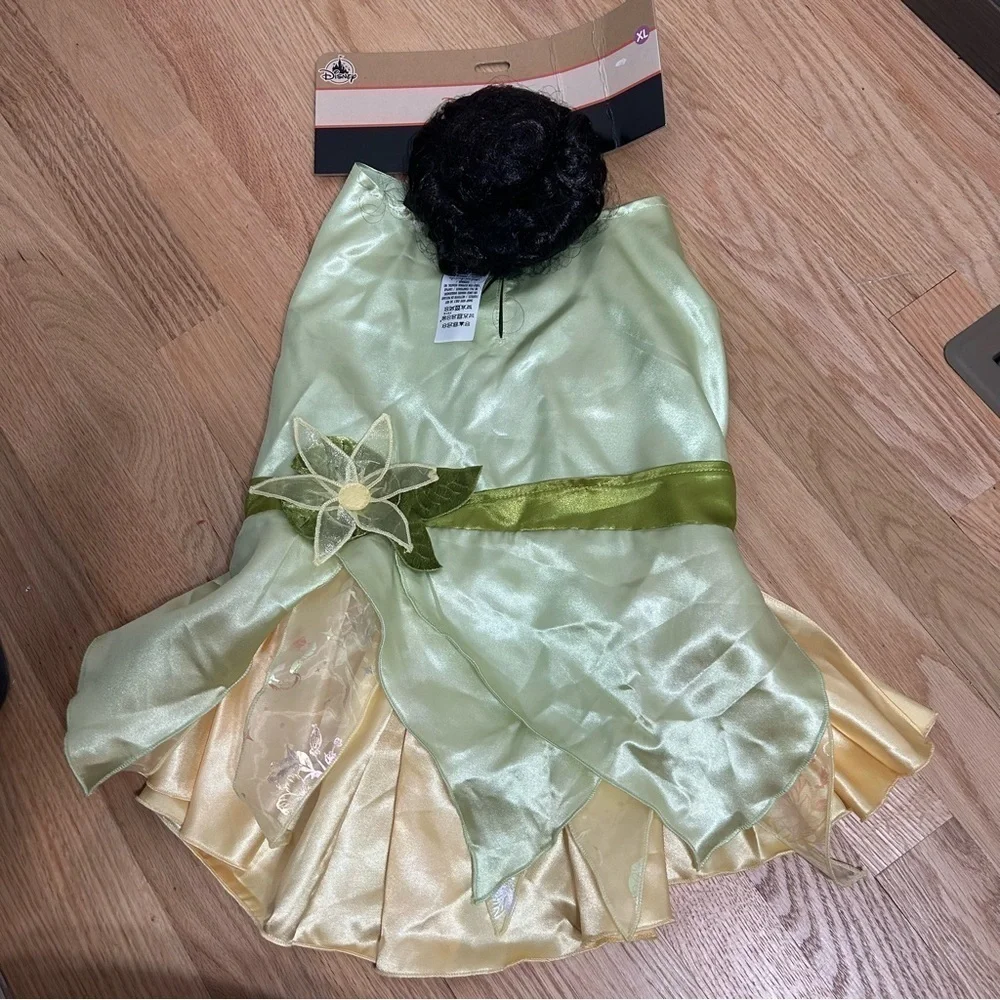 Disney Tiana Pet Costume NEW XL Tails Princess and the Frog Green Wig Dog
